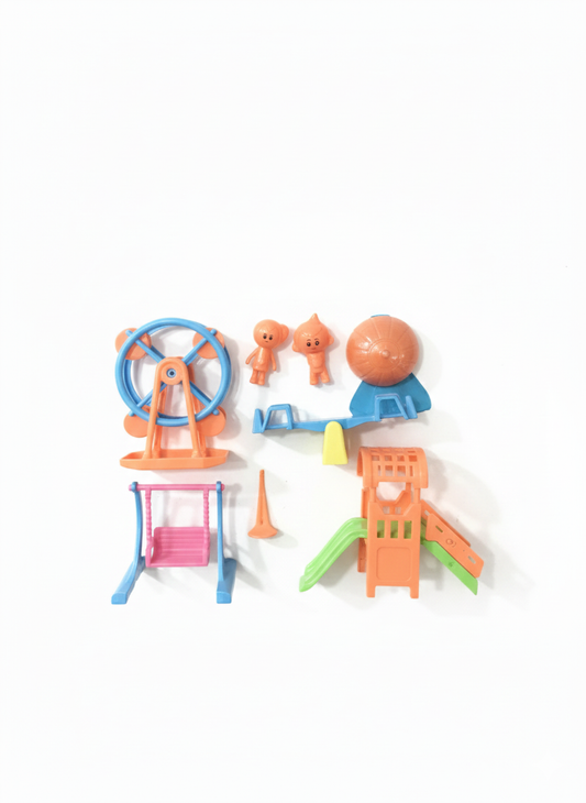 Kids Mini Playground Toy Set with Slide, Swing, Seesaw & Ferris Wheel