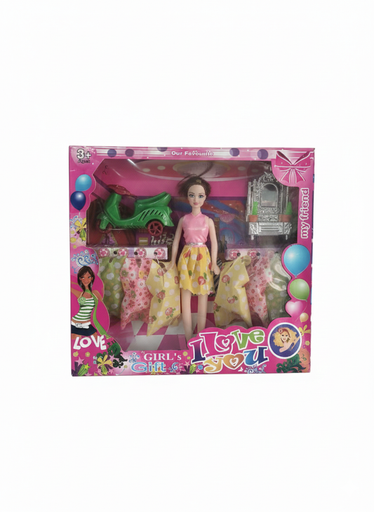 Dress-Up Doll Toy with Extra Outfits – Pretend Play Doll Set for Kids Age 3+