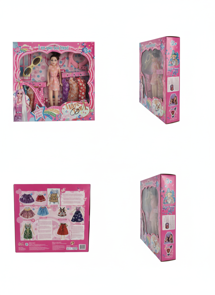 Fashion Doll Dress-Up Set for Girls with Multiple Dresses & Accessories