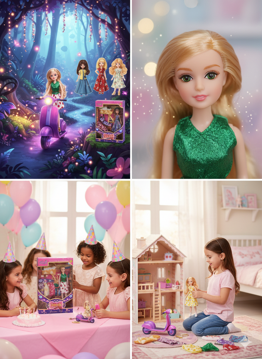 Stylish Princess Doll with Changeable Outfits – Pretend Play Toy for Kids Age 3+