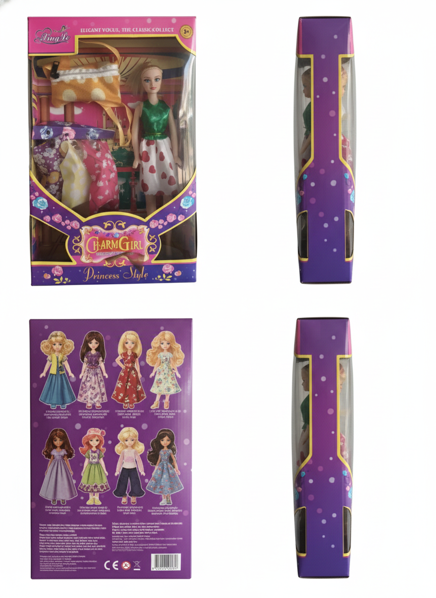 Stylish Princess Doll with Changeable Outfits – Pretend Play Toy for Kids Age 3+