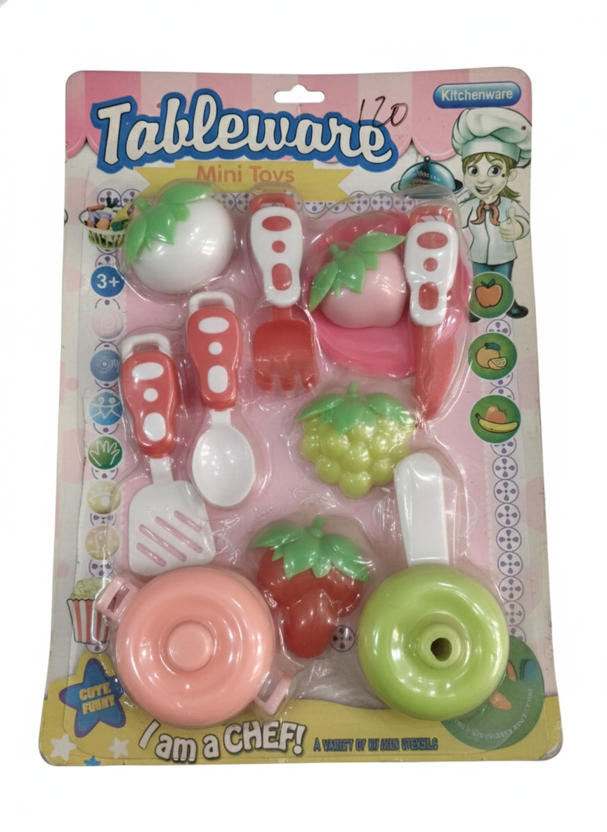 Kids Kitchen Toy Set with Fruits, Utensils & Cooking Accessories
