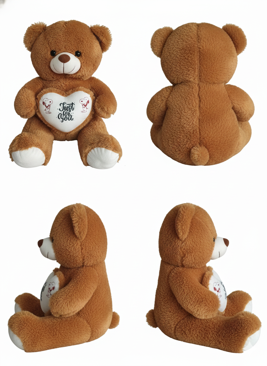 Cute Teddy Bear Soft Toy with Heart “Just For You” – 40 cm Plush Teddy Bear Gift for Kids,