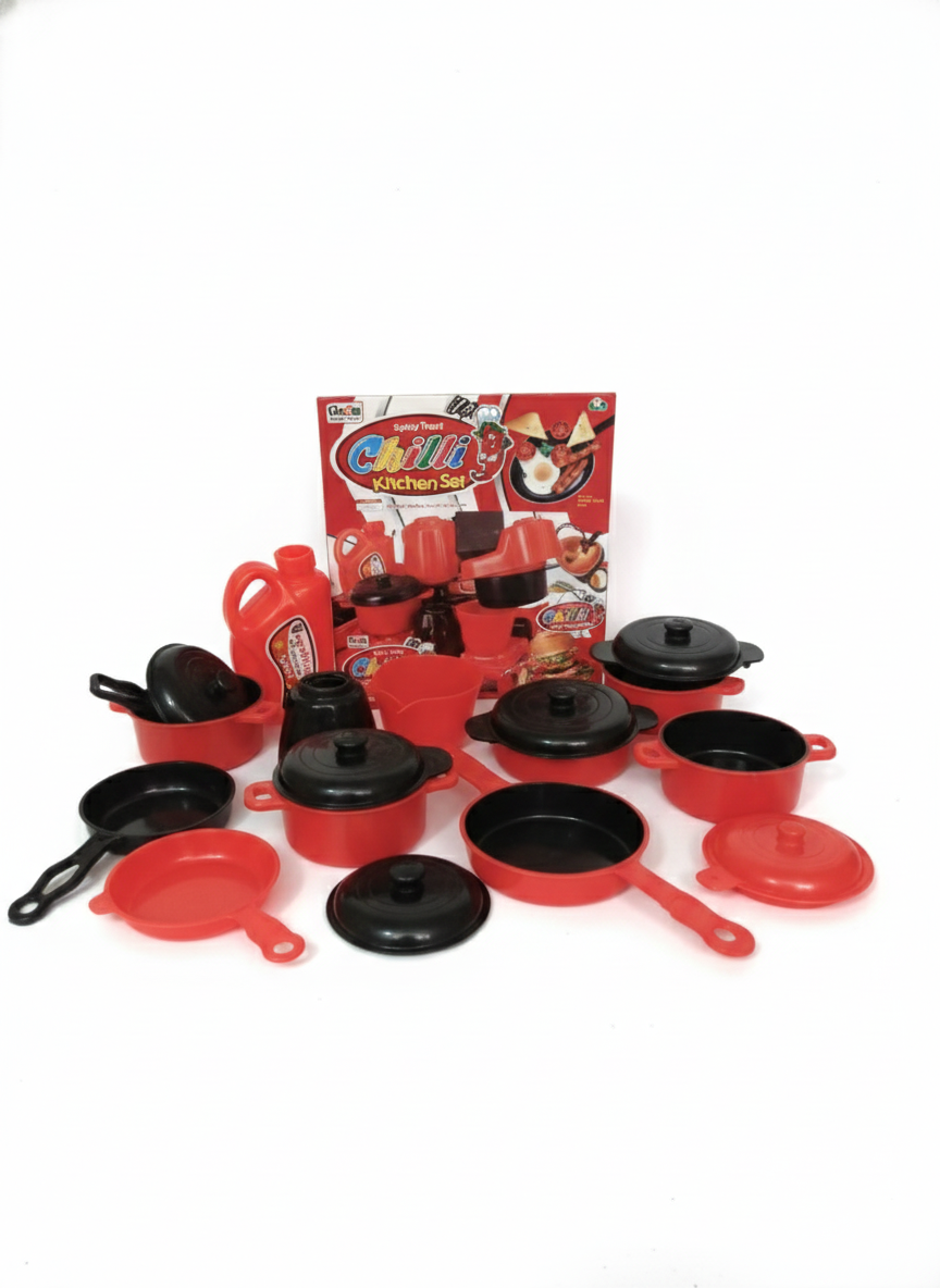 Kids Kitchen Set Toy for Girls & Boys | Plastic Cooking Set with Pots, Pans & Utensils