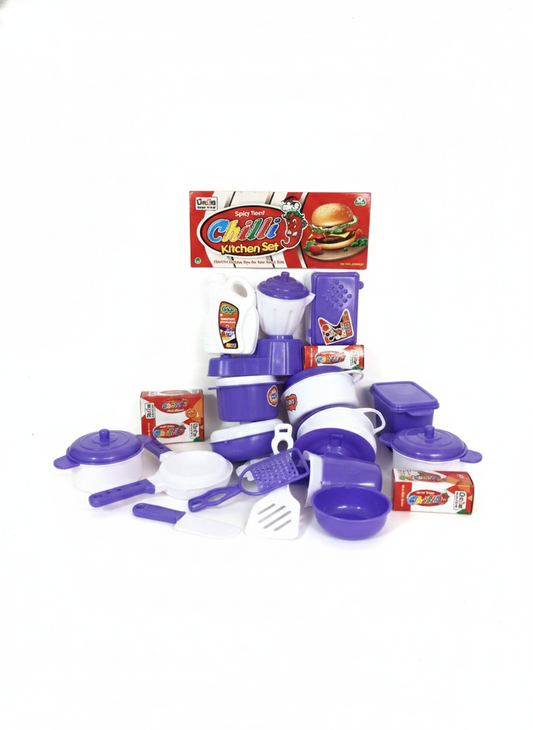 Kids Kitchen Cooking Play Set with Utensils, Pots & Food Accessories