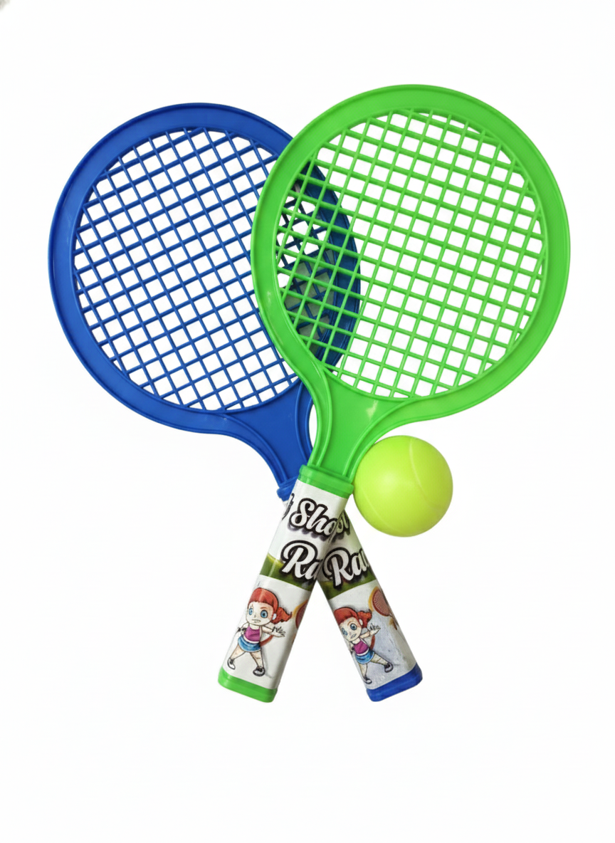 Kids Tennis Racket Set with Ball – Plastic Toy Tennis Racquet Set for Children Indoor &amp; Outdoor Sports Game, Lightweight Kids Sports Toy (2 Rackets + 1 Ball)