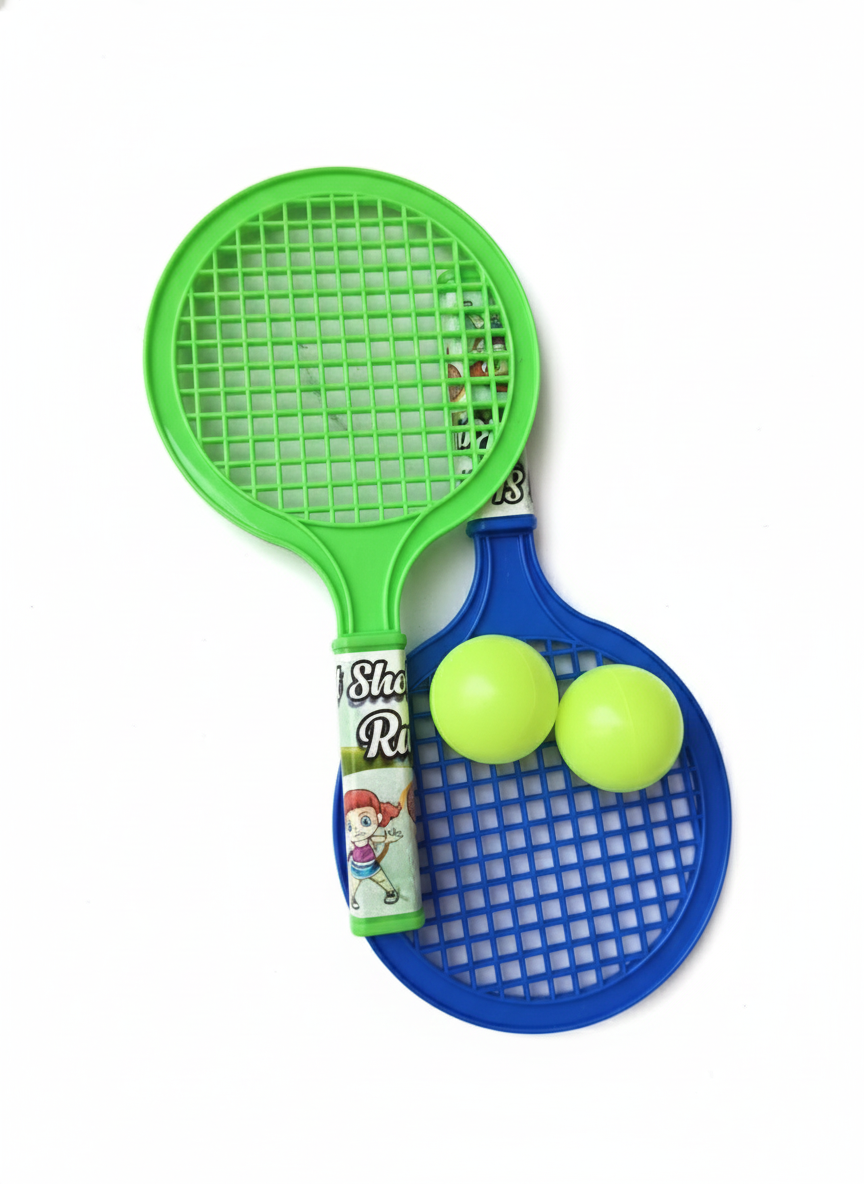 Kids Tennis Racket Set with Ball – Plastic Toy Tennis Racquet Set for Children Indoor &amp; Outdoor Sports Game, Lightweight Kids Sports Toy (2 Rackets + 1 Ball)