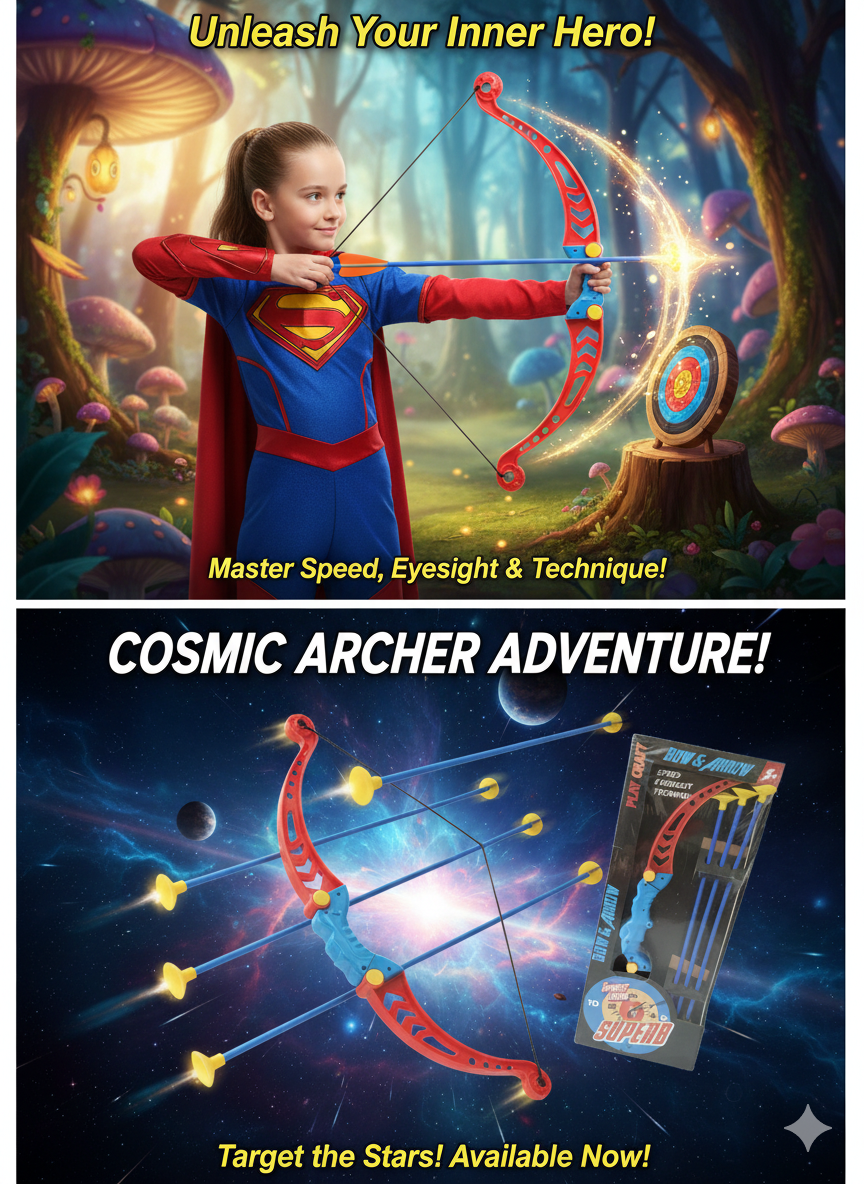Kids Bow & Arrow Toy Set with Suction Cup Arrows | Archery Set for Kids 5+ Years