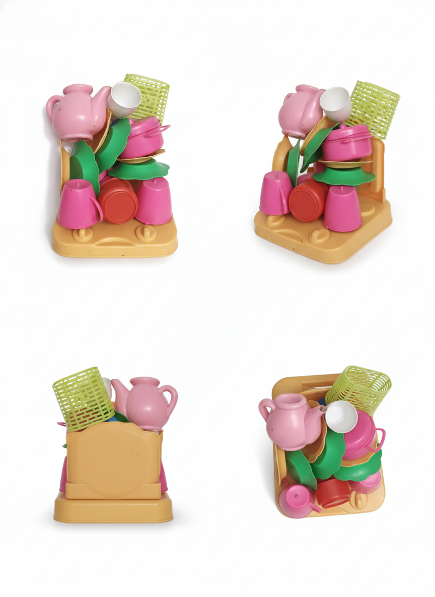 Kids Kitchen Tea Set Toy with Cups, Plates & Teapot