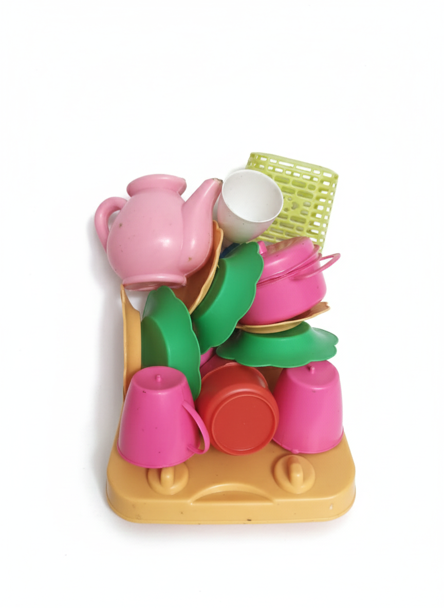 Kids Kitchen Tea Set Toy with Cups, Plates & Teapot