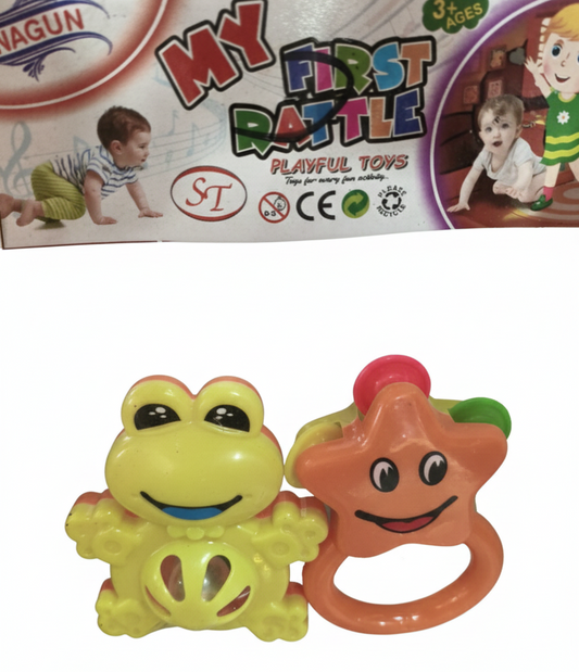 Baby Rattle Toy Set for Infants, Frog & Star Shape Hand Rattle Teether Toy for Newborn set of 2