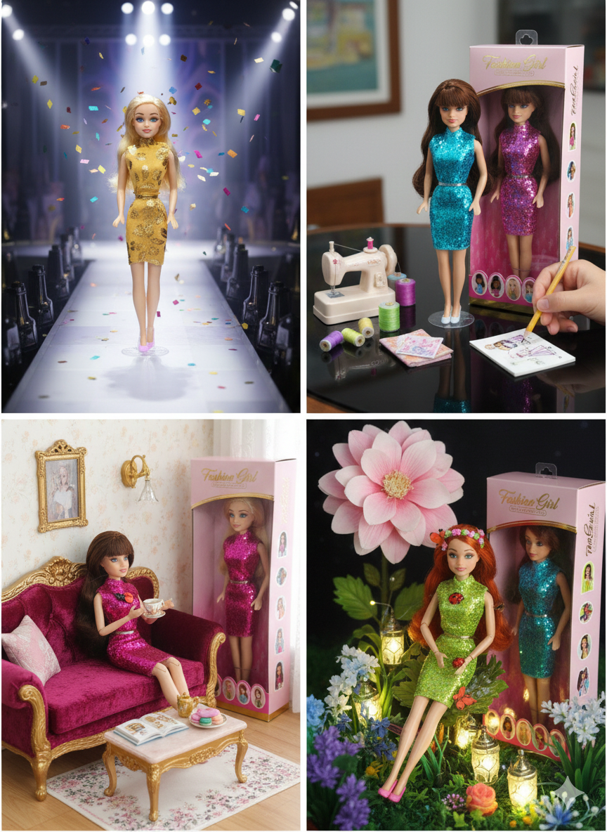 Fashion Doll for Girls – Stylish Barbie-Type Doll with Dress