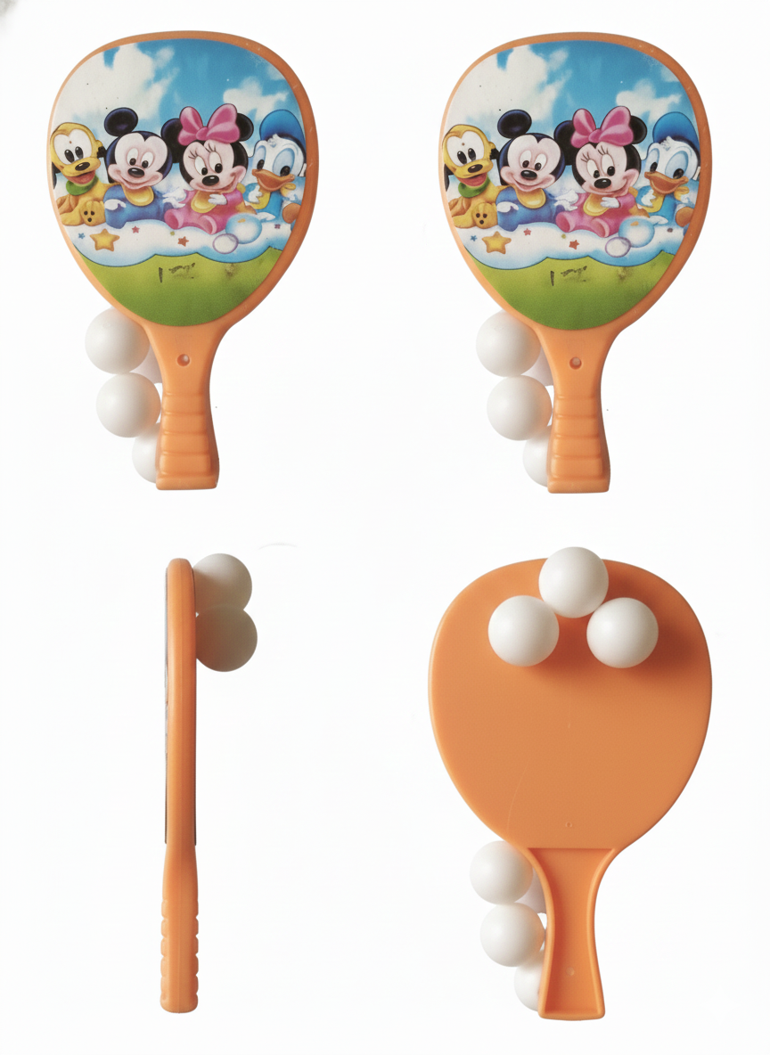 Kids Paddle Ball Game Set with 3 Balls – Cartoon Table Tennis Paddle Toy for Children Indoor Outdoor Sports Game, Lightweight Plastic Racket for Boys &amp; Girls