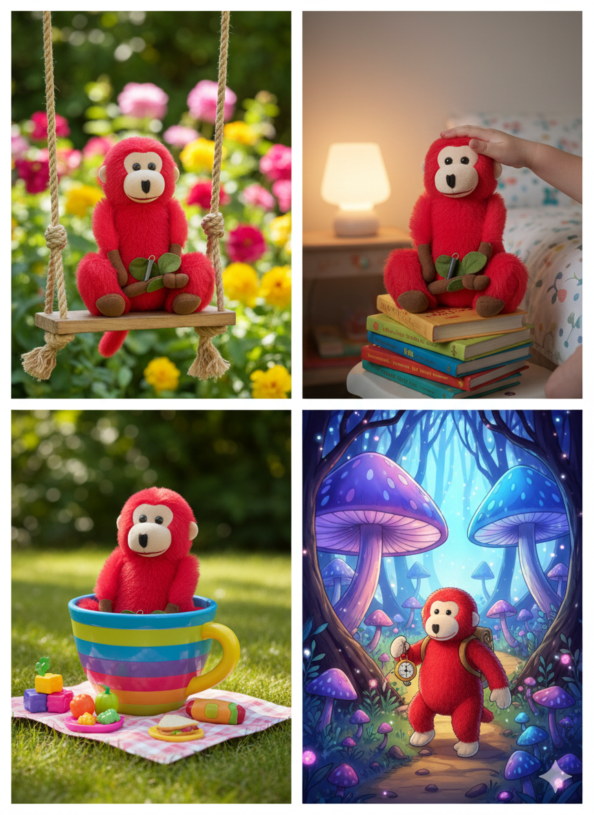 Cute Red Monkey Soft Toy for Kids – Plush Stuffed Animal Monkey Doll with Banana,