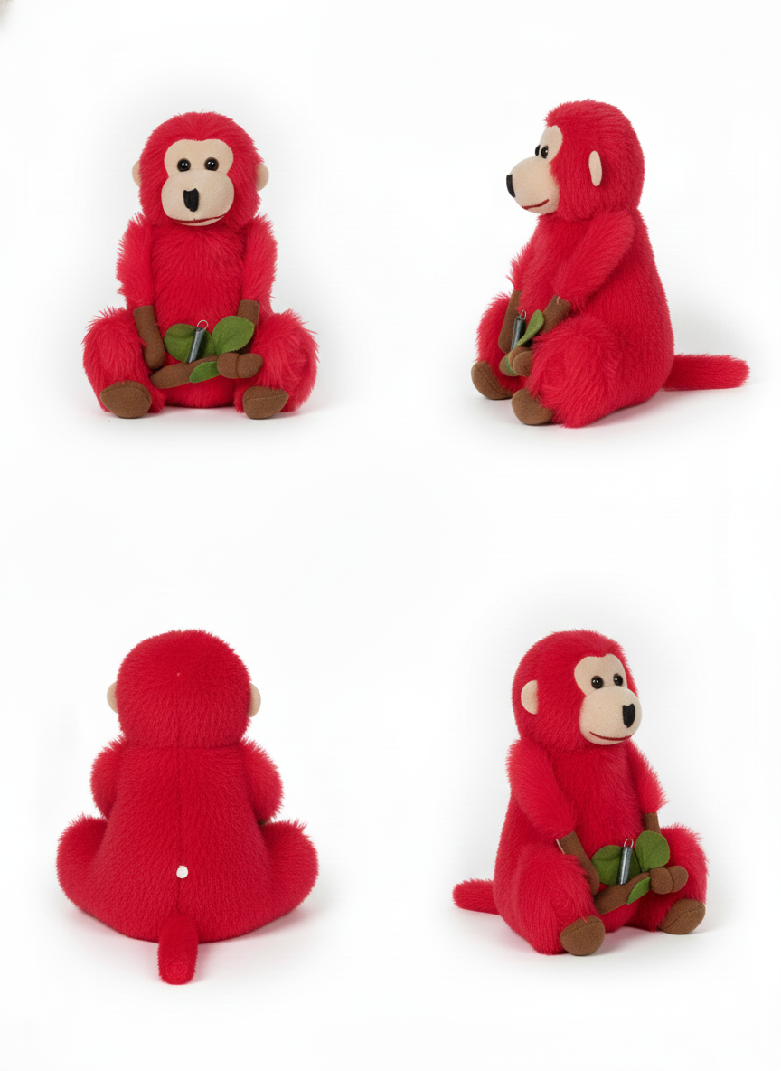 Cute Red Monkey Soft Toy for Kids – Plush Stuffed Animal Monkey Doll with Banana,