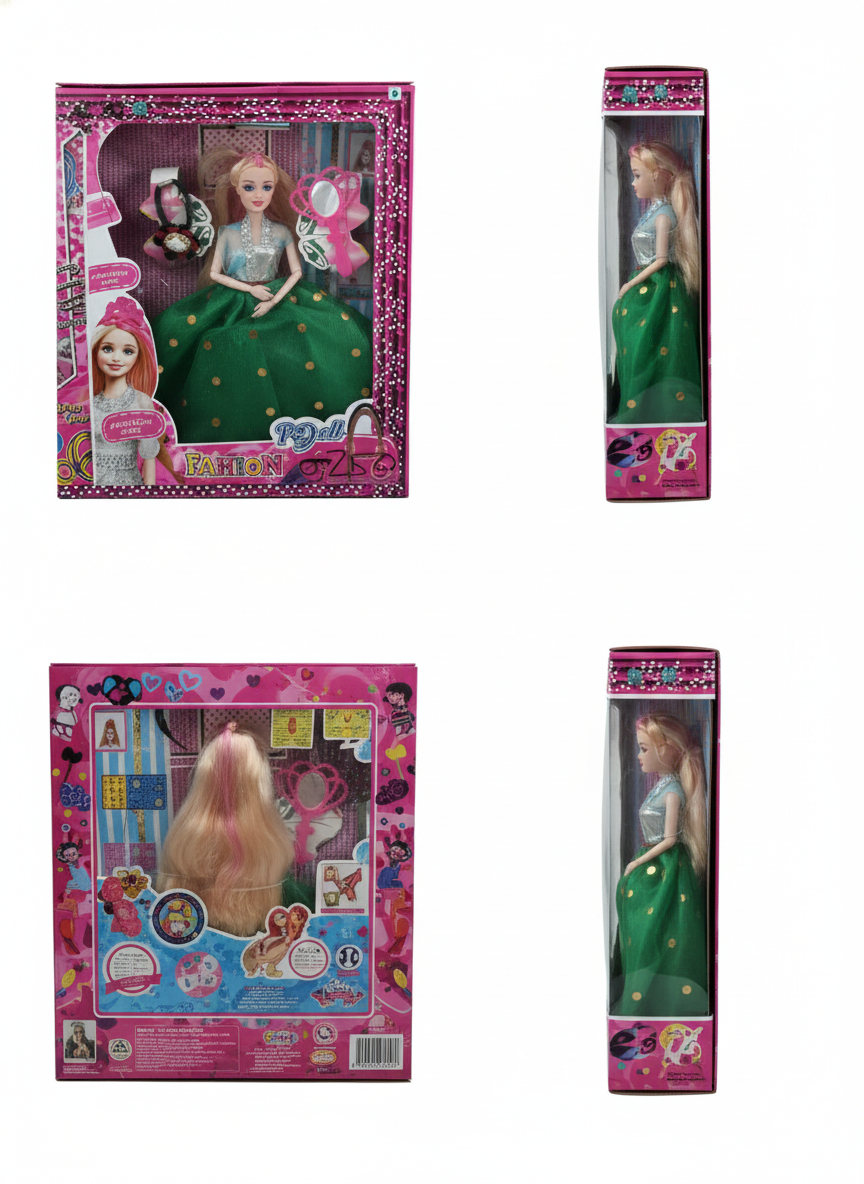 Fashion Doll Set for Girls with Dresses & Accessories – Dress Up Doll Kit with Extra Outfits