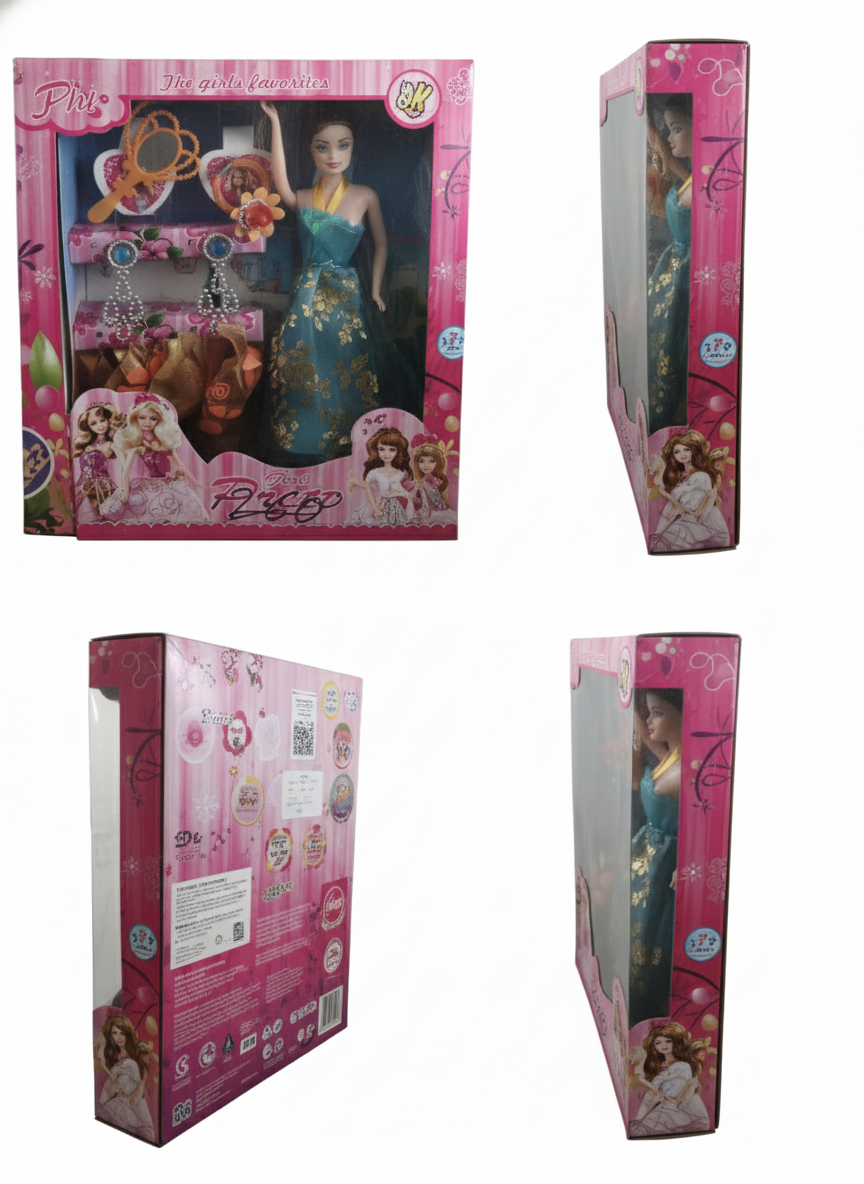 Fashion Doll Set for Girls with Dresses & Accessories – Dress Up Doll Kit with Extra Outfits, Shoes & Jewelry