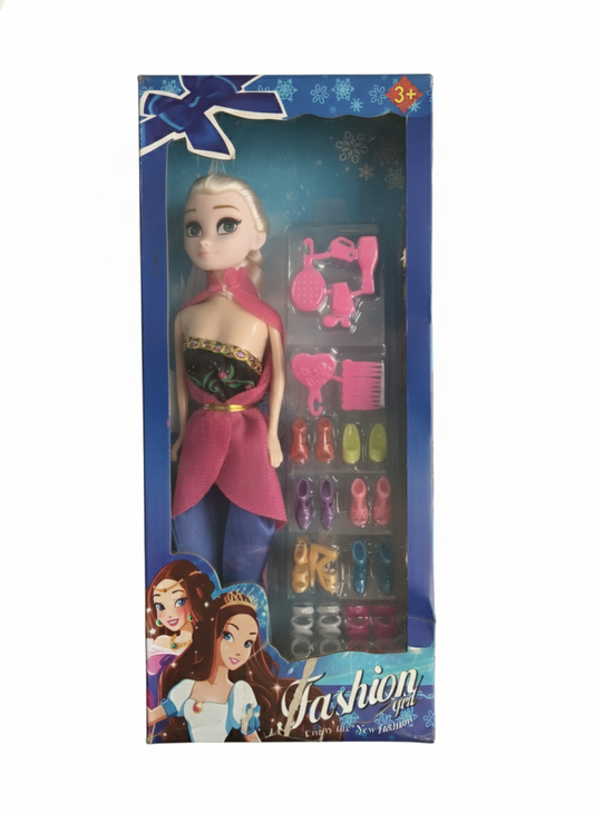 Fashion Doll Set with Accessories for Girls – Dress Up Doll with Shoes
