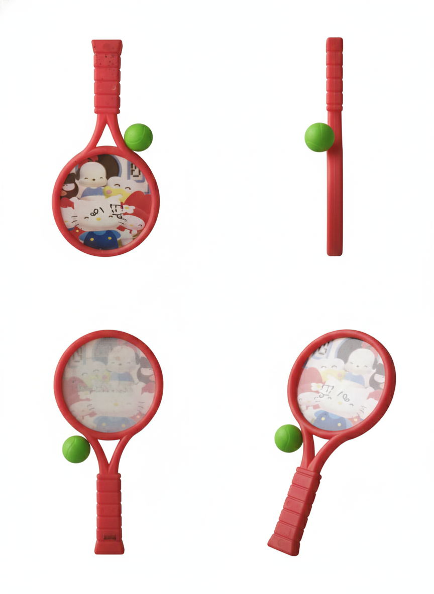 Kids Plastic Tennis Racket Toy with Ball – Cartoon Mini Racket Set for Children