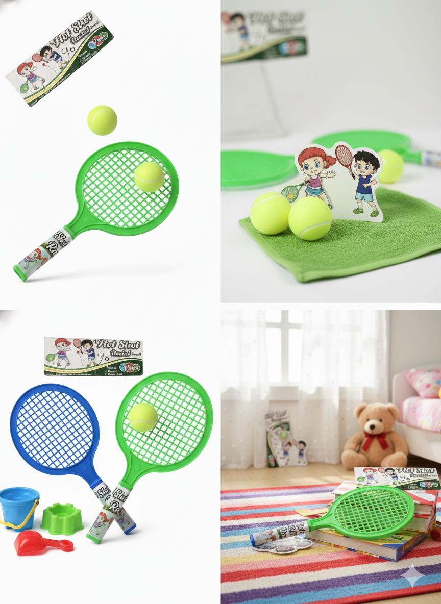 Kids Tennis Racket Set with Ball – Plastic Toy Tennis Racquet Set for Children Indoor &amp; Outdoor Sports Game, Lightweight Kids Sports Toy (2 Rackets + 1 Ball)