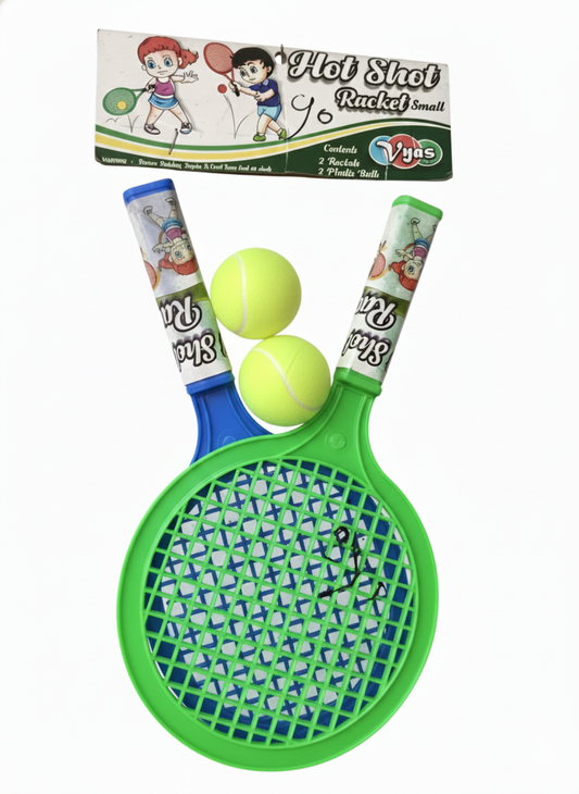 Kids Tennis Racket Set with Ball – Plastic Toy Tennis Racquet Set for Children Indoor &amp; Outdoor Sports Game, Lightweight Kids Sports Toy (2 Rackets + 1 Ball)