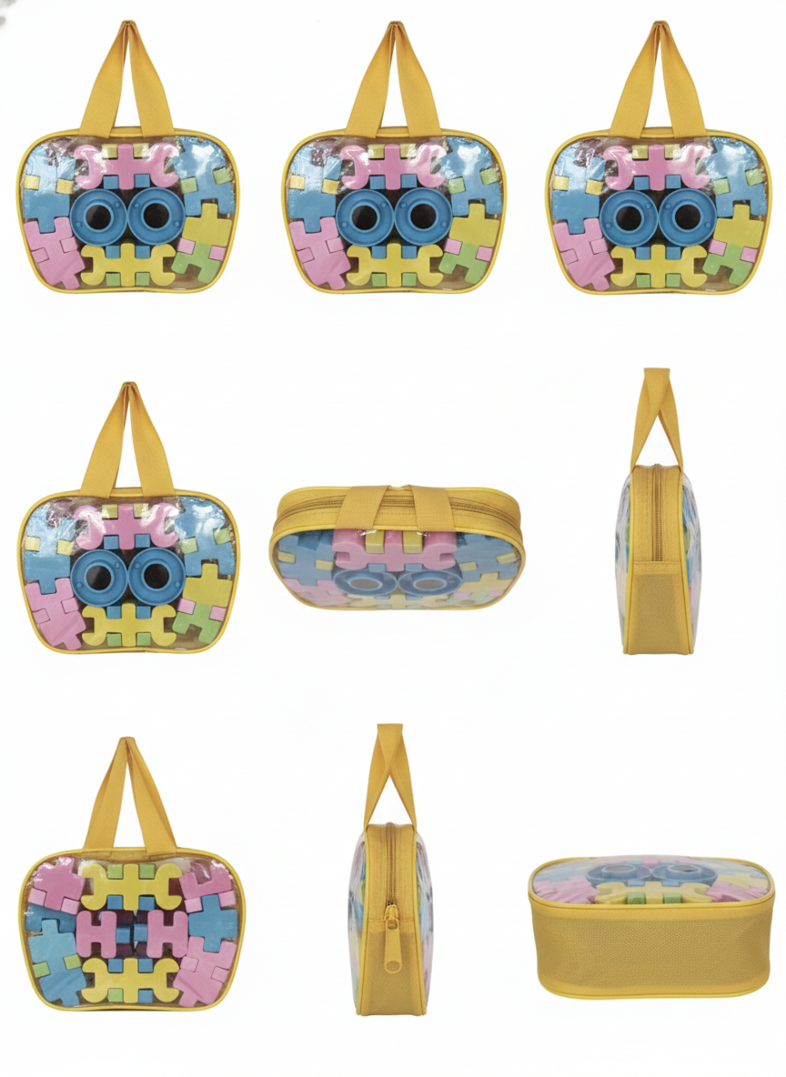 Kids Puzzle Building Blocks Set with Carry Bag