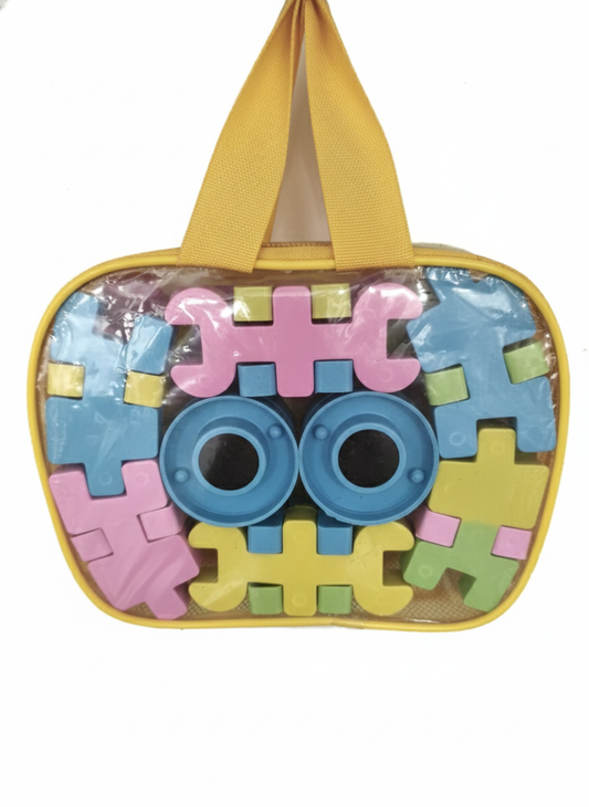 Kids Puzzle Building Blocks Set with Carry Bag
