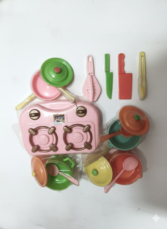 Kids Kitchen Cooking Toy Set with Gas Stove & Utensils