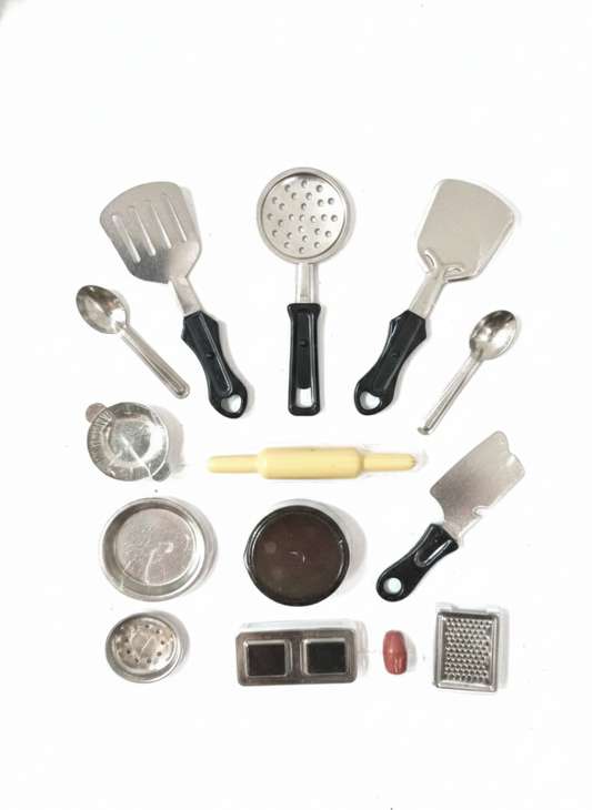 Kids Stainless Steel Kitchen Utensils Toy Set | Mini Cooking Set with Realistic Metal Tools