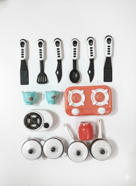 Kids Kitchen Toy Set with Gas Stove & Utensils