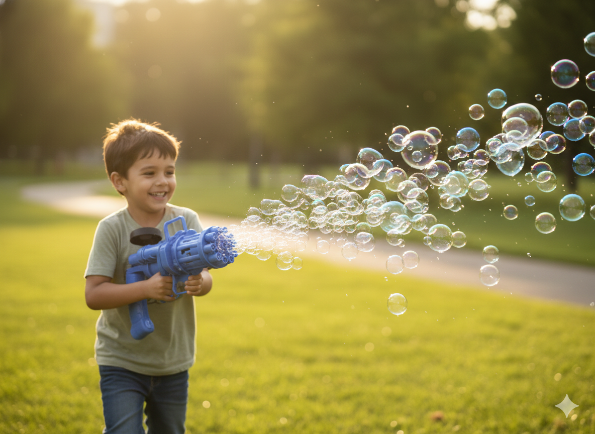 Gatling Bubble Gun for Kids | Automatic Bubble Maker Toy with Multiple Nozzles