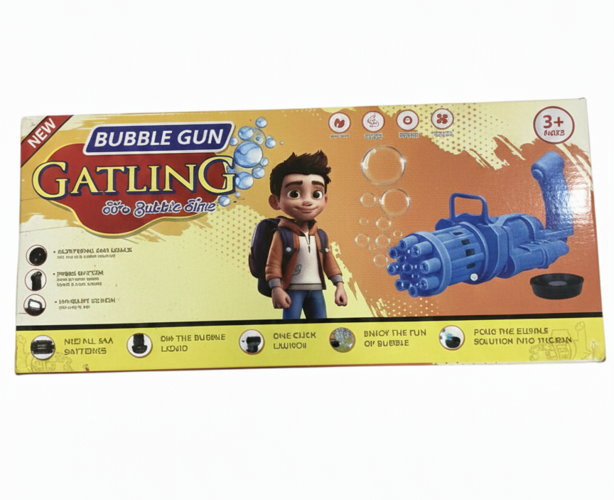 Gatling Bubble Gun for Kids | Automatic Bubble Maker Toy with Multiple Nozzles