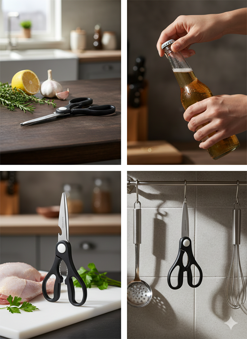 Multi-Purpose Kitchen Scissors Heavy Duty Stainless Steel