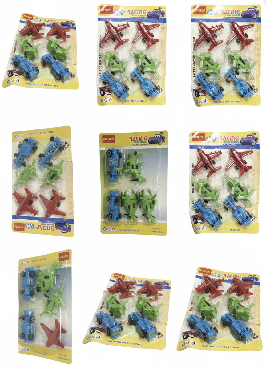 Kids Racing Vehicle Toy Set (Pack of 6) | Mini Airplane, Helicopter & Car Toys