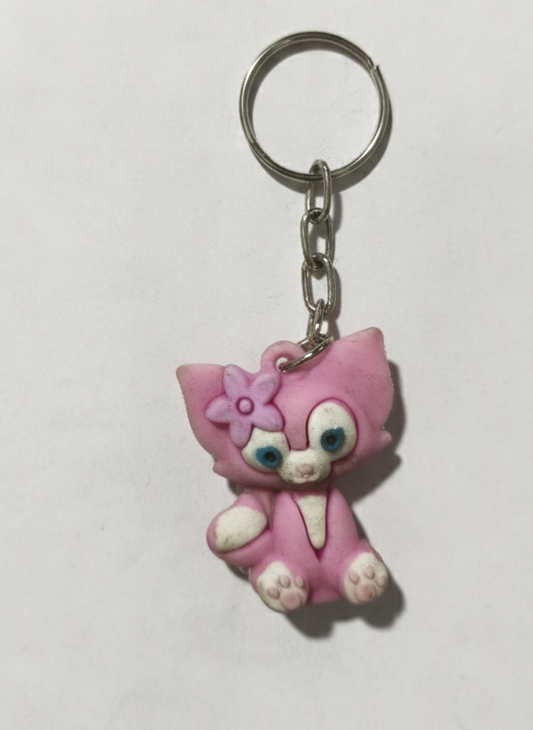 Cute Pink Cat Keychain for Girls & Kids