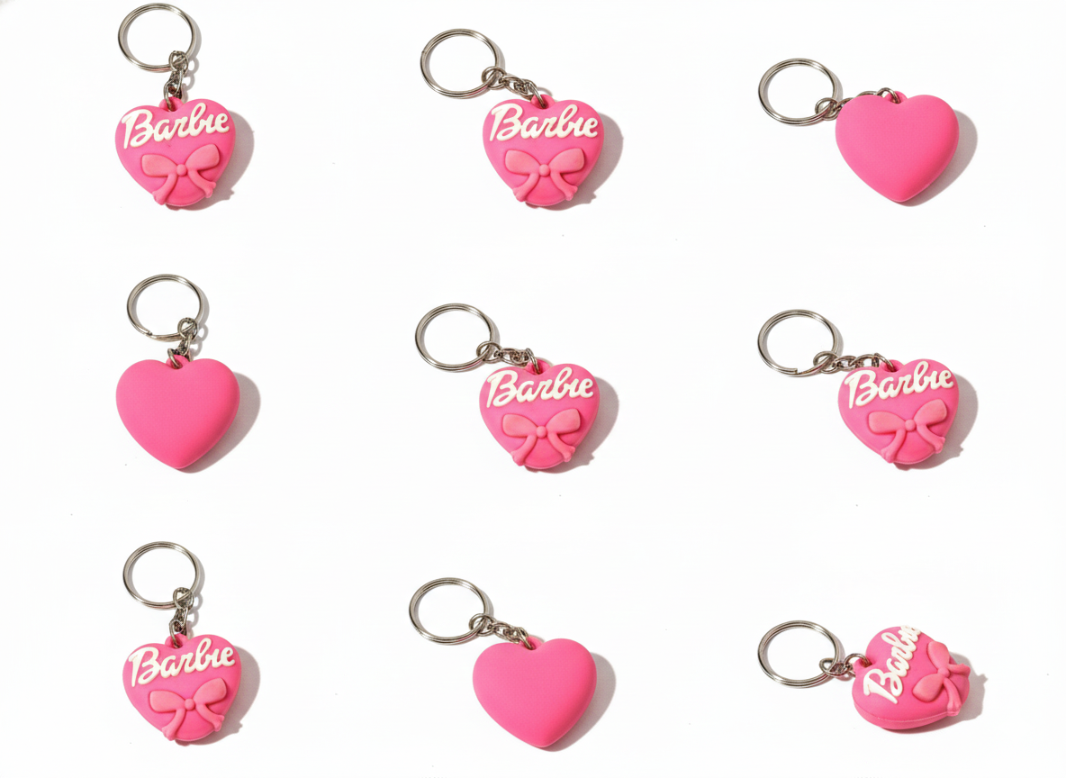 Barbie Style Pink Keychain for Girls | Cute Doll Theme Key Ring with Bow Design
