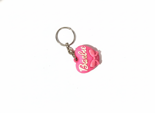 Barbie Style Pink Keychain for Girls | Cute Doll Theme Key Ring with Bow Design