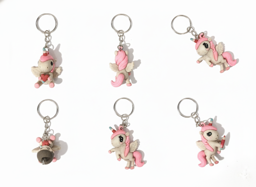 Cute Unicorn Keychain for Girls & Kids | Cartoon Unicorn Key Ring with Pink