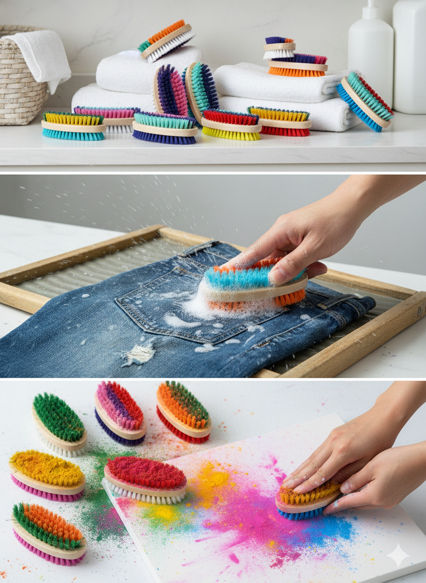Wooden Body Bath Brush with Soft & Medium Bristles