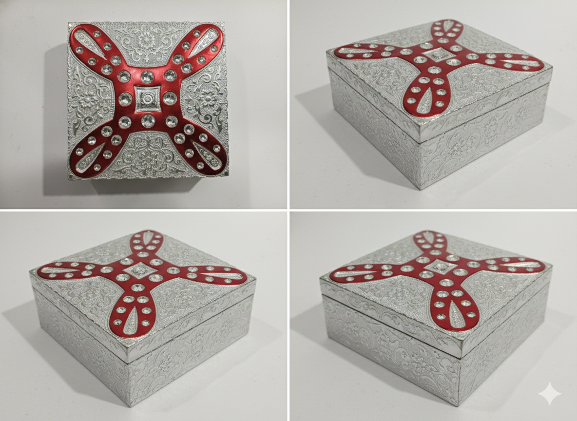 Luxury Silver Dry Fruit Box with Lid