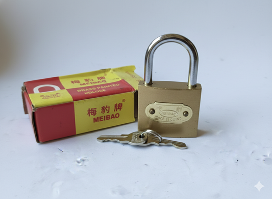 MEIBAO Solid Brass Padlock with Steel Shackle, Heavy Duty Anti-Rust Lock with Keys for Gate, Door, Locker, Shutter & Warehouse Security