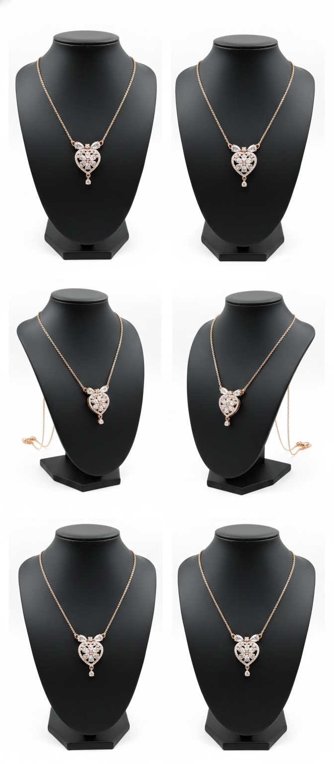 Rose Gold Heart Pendant Necklace for Women