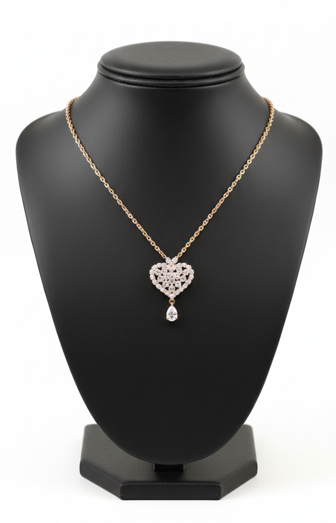 Rose Gold Heart Pendant Necklace for Women