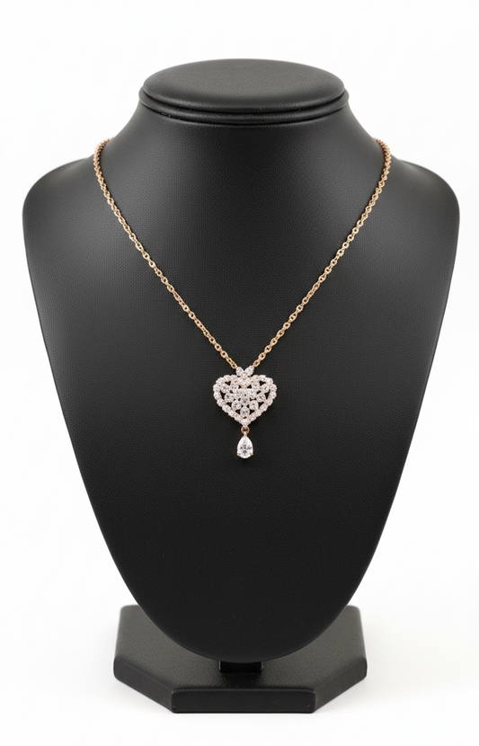 Rose Gold Heart Pendant Necklace for Women