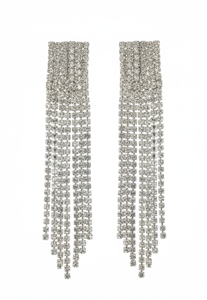 Long Rhinestone Tassel Earrings for Women