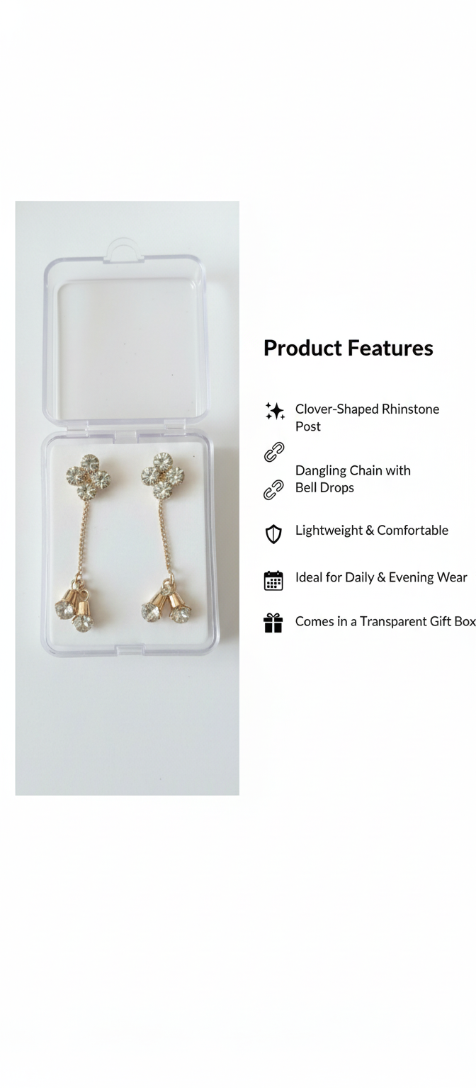 Clover Rhinestone Drop Earrings for Women