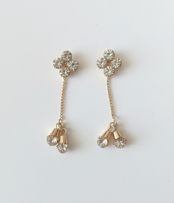 Clover Rhinestone Drop Earrings for Women