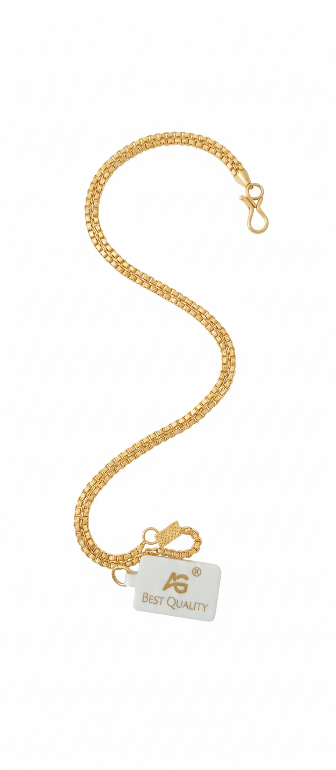 Premium Gold Finish Box Link Chain Bracelet, Durable & Tarnish-Resistant, Elegant Minimal Jewelry for Daily Wear
