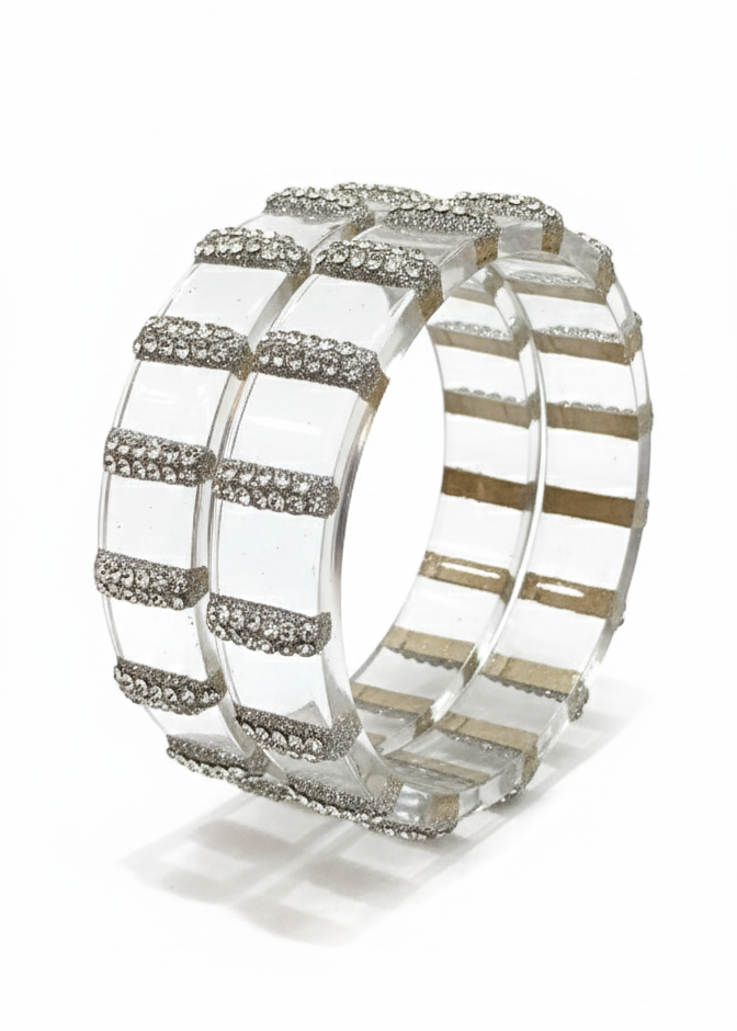 Transparent Crystal Bangles Set for Women (Set of 2)