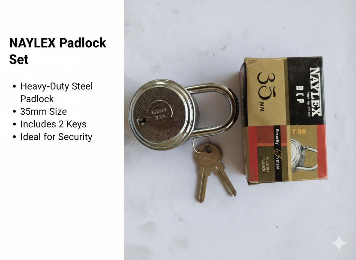 NAYLEX 35mm Heavy Duty Steel Padlock with 2 Keys | Strong Security Lock for Home, Door, Gate, Locker, Office & Travel Use